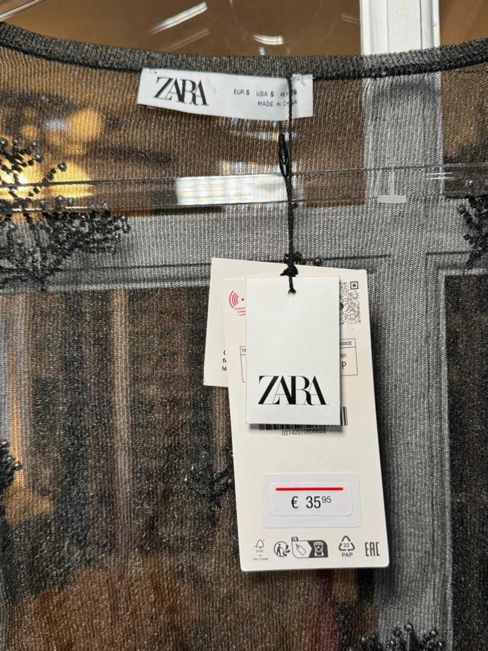 Zara Black Sheer Beaded Mesh Cardigan shrug shawl - Picture 4 of 6